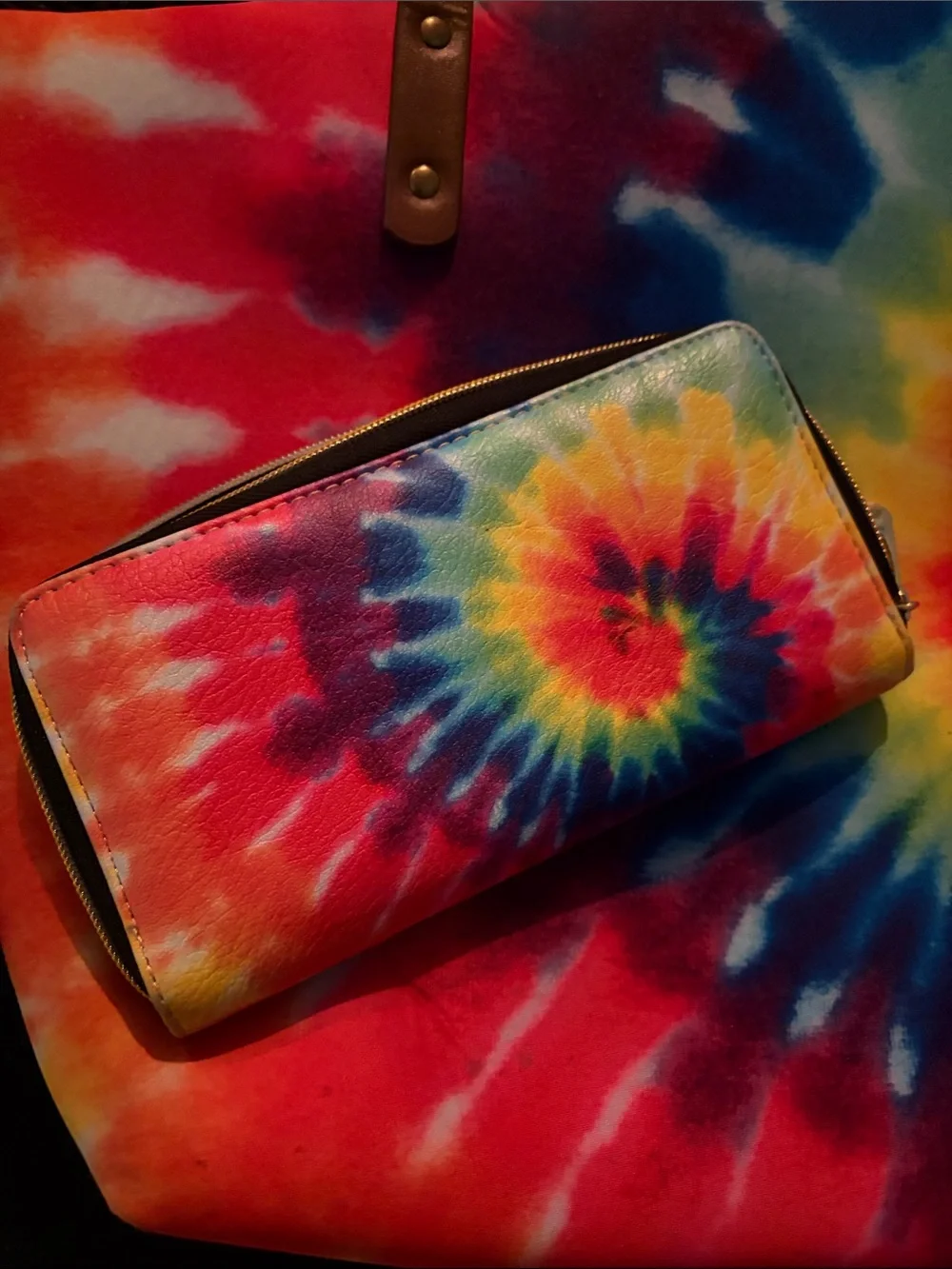 Tie-Dye Canvas Tote Bag with Matching Wallet - Multicolor - Picture 2 of 5